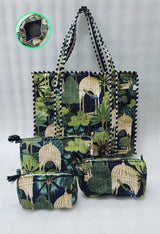 Cotton Tote Bag with Zip & Pouch Combo