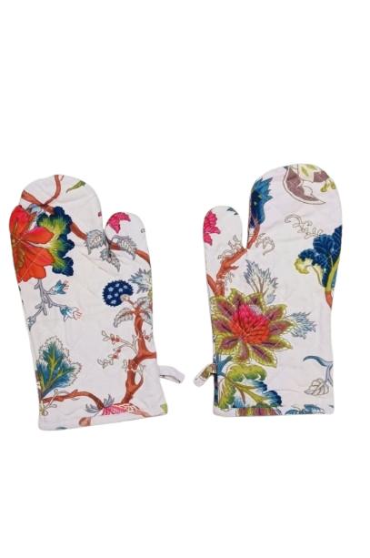 Cotton Unisex 1 Apron with 2 Microwave Gloves, 1 Roti Cover & 1 Microwave Pot Holder Trivets
