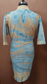 Unisex Marble Print Waffle Cotton Bathrobe- Free Size