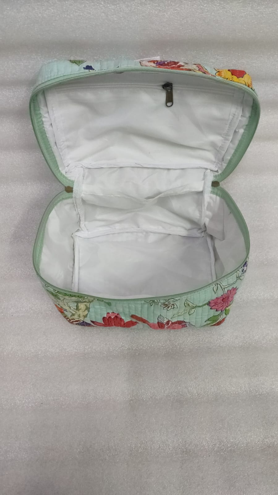 Handcrafted Quilted Makeup Organizer Bag | Cosmetic & Travel Vanity Case - 9x6.5x6.2 inches