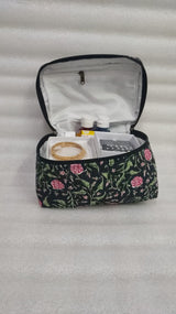 Handcrafted Quilted Makeup Organizer Bag | Cosmetic & Travel Vanity Case - 9x6.5x6.2 inches