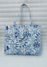 Handblock Printed Quilted Tote Bag without zip/button 17x18x 6 inches
