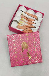 Gift Box with 6 Cotton napkin & wooden napkin rings