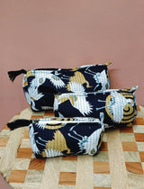 Set of 3 cosmetic bag/pouches with waterproof lining