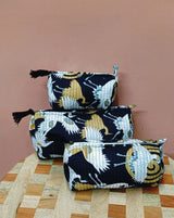 Set of 3 cosmetic bag/pouches with waterproof lining