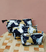 Set of 3 cosmetic bag/pouches with waterproof lining