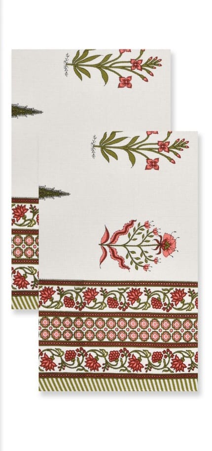 Hand Block Printed Honey Comb Cotton Hand Towel- Set of 2