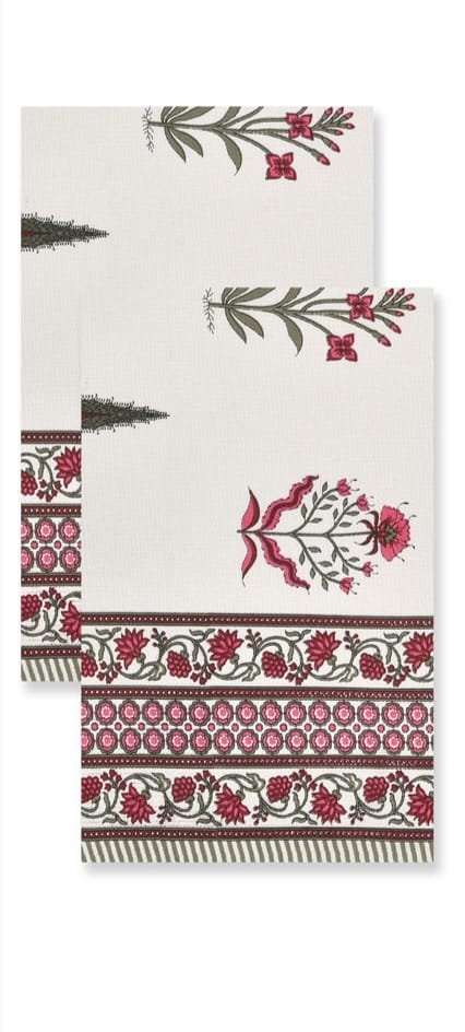 Hand Block Printed Honey Comb Cotton Hand Towel- Set of 2