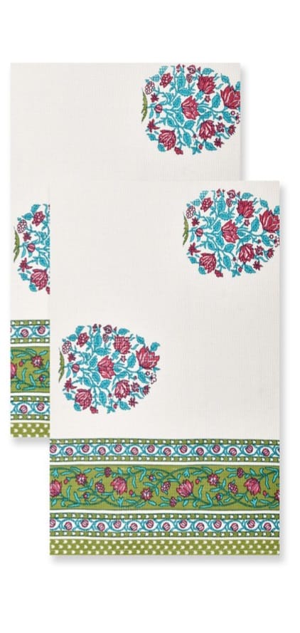 Hand Block Printed Honey Comb Cotton Hand Towel- Set of 2