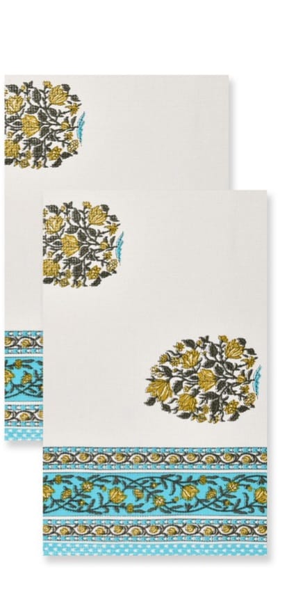 Hand Block Printed Honey Comb Cotton Hand Towel- Set of 2