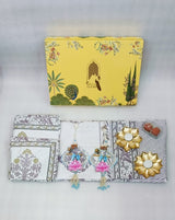 Diwali Gift Box | 1 Super Soft Percale Bedsheet, 1 Pair Door Hanging, 2 Metal Diyas, 2 Laddoo Candles