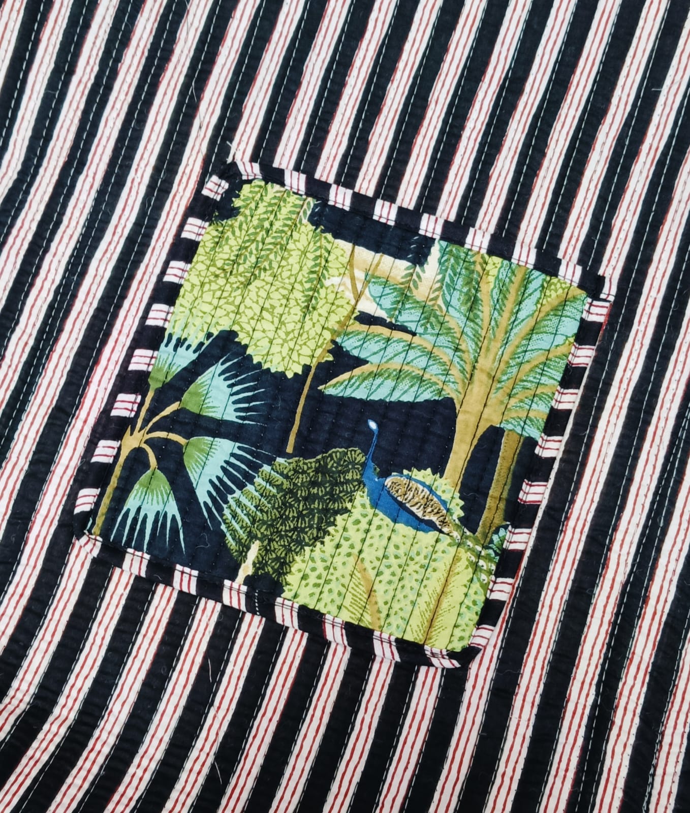 Handblock Printed Quilted Tote Bag without zip/button 17x18x 6 inches