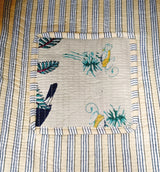 Handblock Printed Quilted Tote Bag without zip/button 17x18x 6 inches