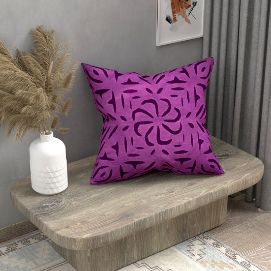 Handmade cotton applique work cushion cover - 16 X16 Inches
