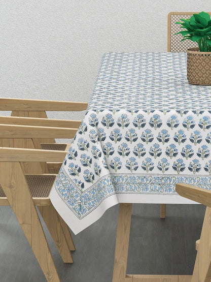 Handblock printed Canvas Cotton Table Cloth 60X90 Inches - 6 Seater Dining Table