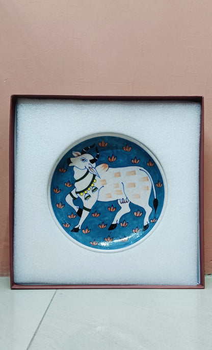 Gift Box with Handmade Jaipur Blue Pottery Plate - 8 inch diameter