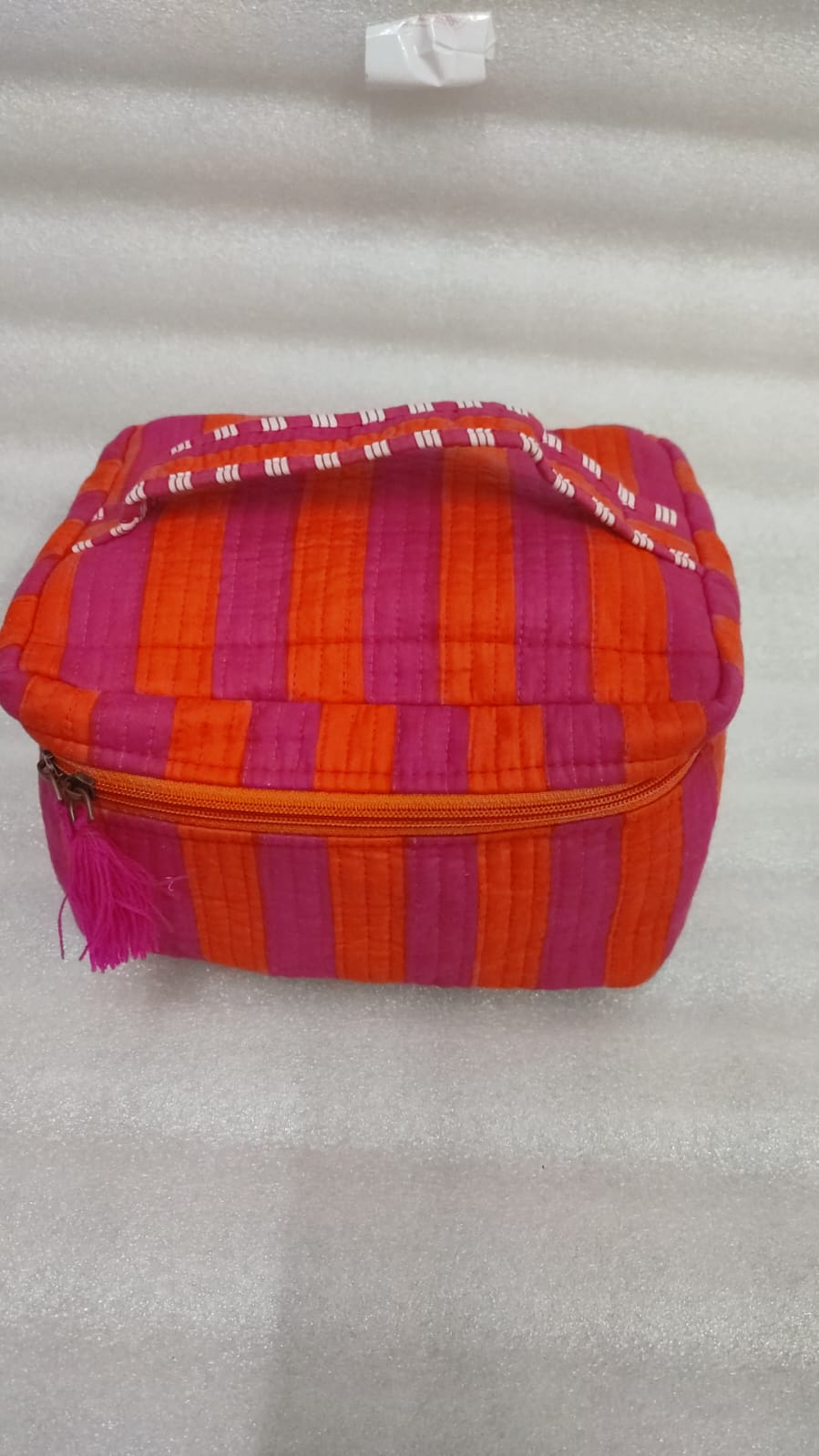 Handcrafted Quilted Makeup Organizer Bag | Cosmetic & Travel Vanity Case - 9x6.5x6.2 inches