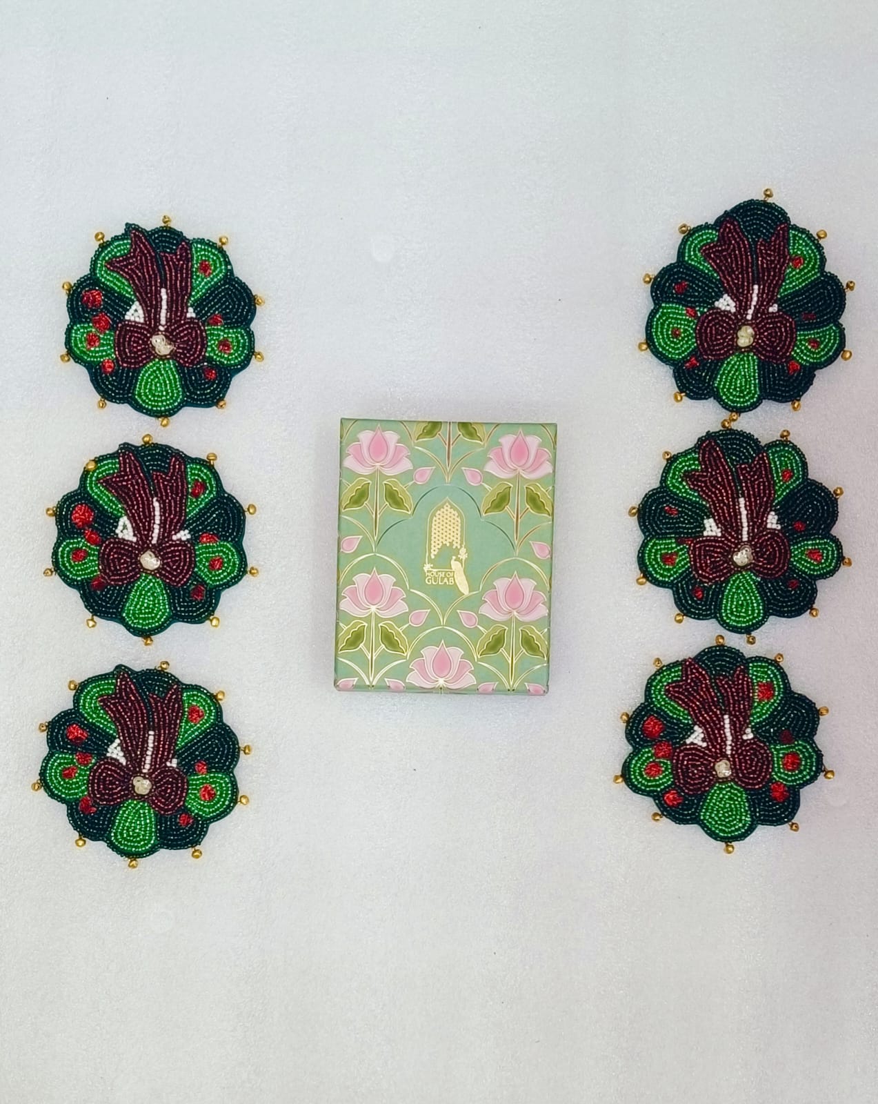 Diwali Gift Box – Set of 6 Handcrafted Beaded Coasters