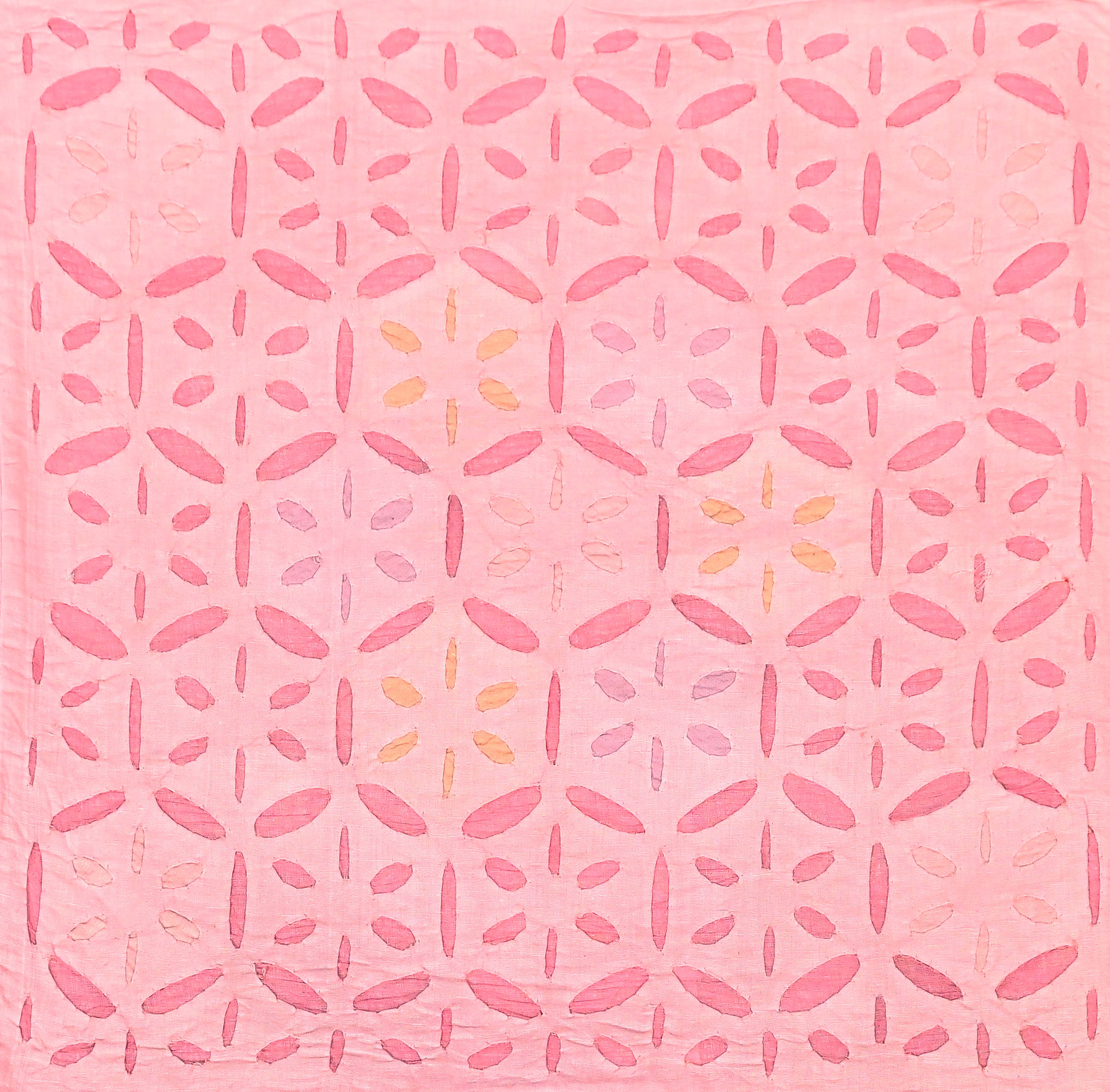 Handmade cotton applique work cushion cover - 16 X16 Inches