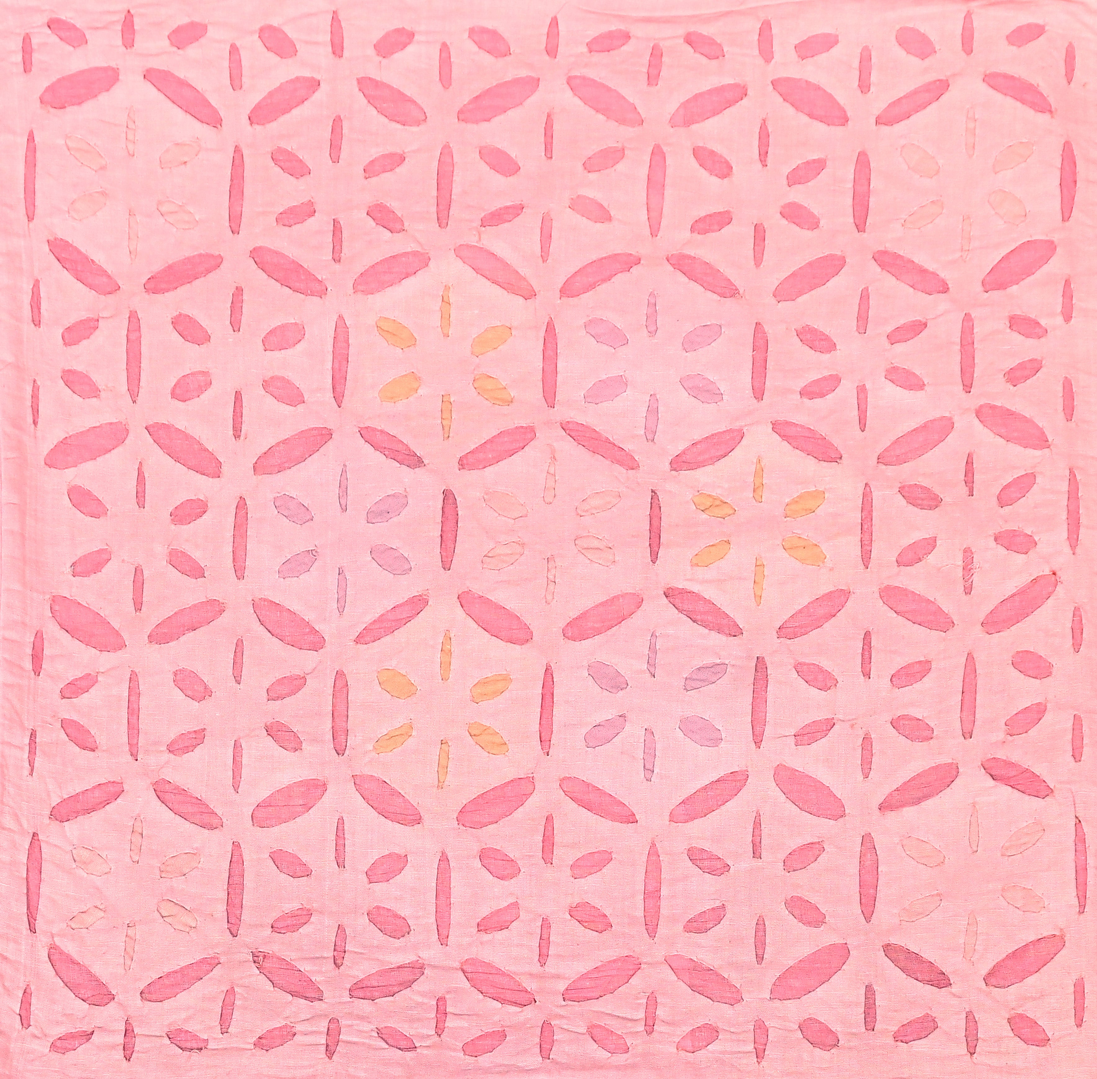 Handmade cotton applique work cushion cover - 16 X16 Inches