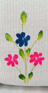 Hand-Painted Floral Tote Bag – Double-Sided Artisan Cotton Tote | Spacious Everyday Carry Bag (No Zip)- 17x18x6 inches