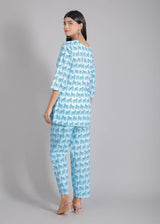 Bull on Blue Cotton Lounge Set for Women