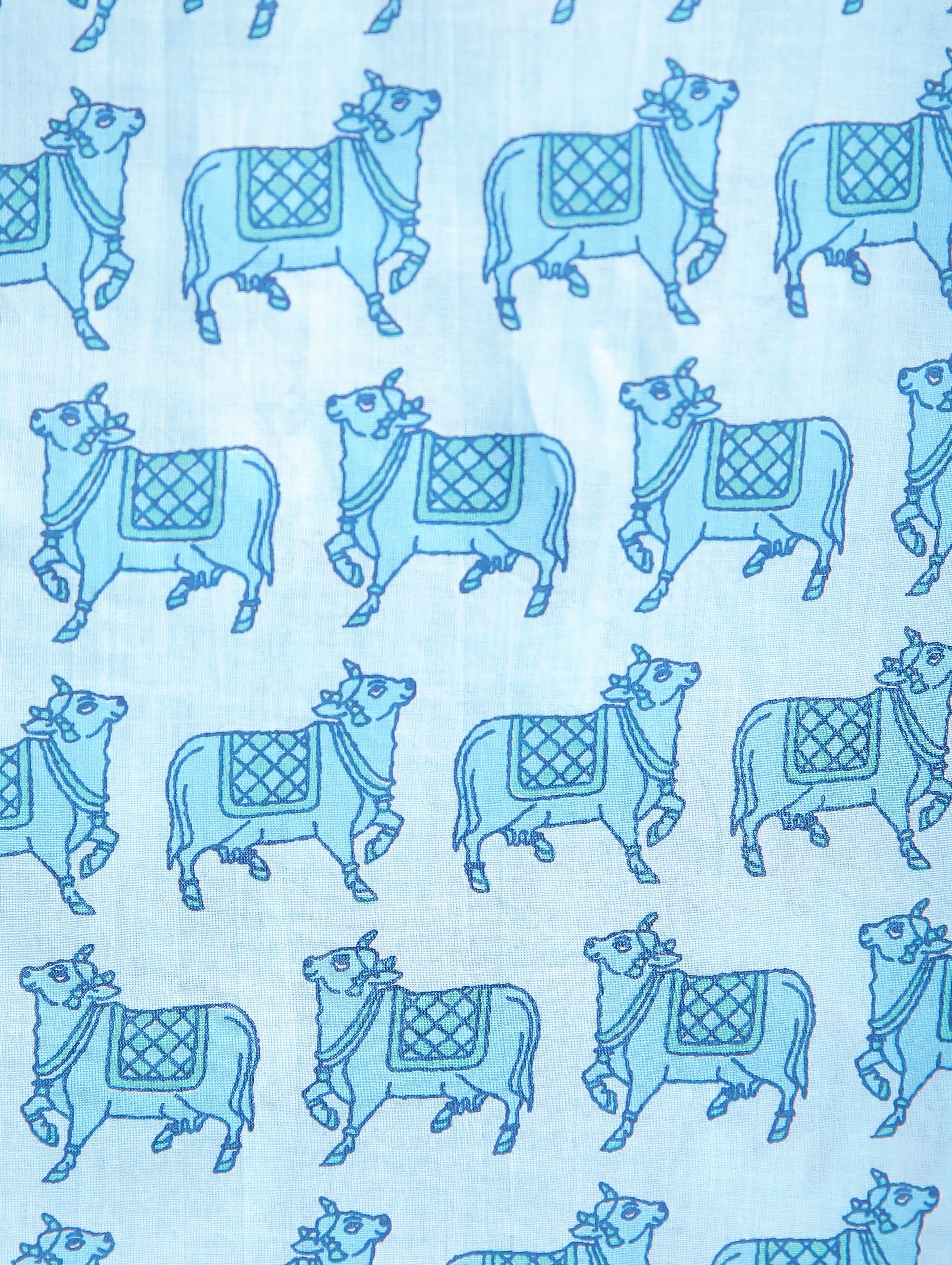 Bull on Blue Cotton Lounge Set for Women