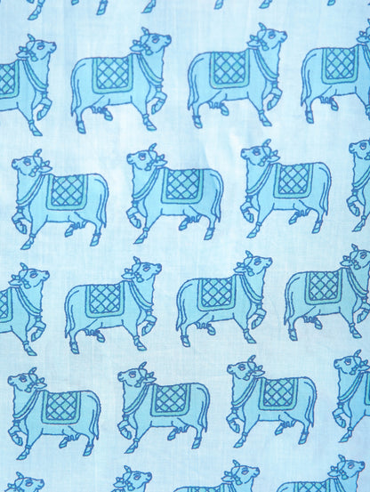 Bull on Blue Cotton Lounge Set for Women