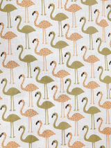 Flamingo Print on White Cotton Lounge Set for Women