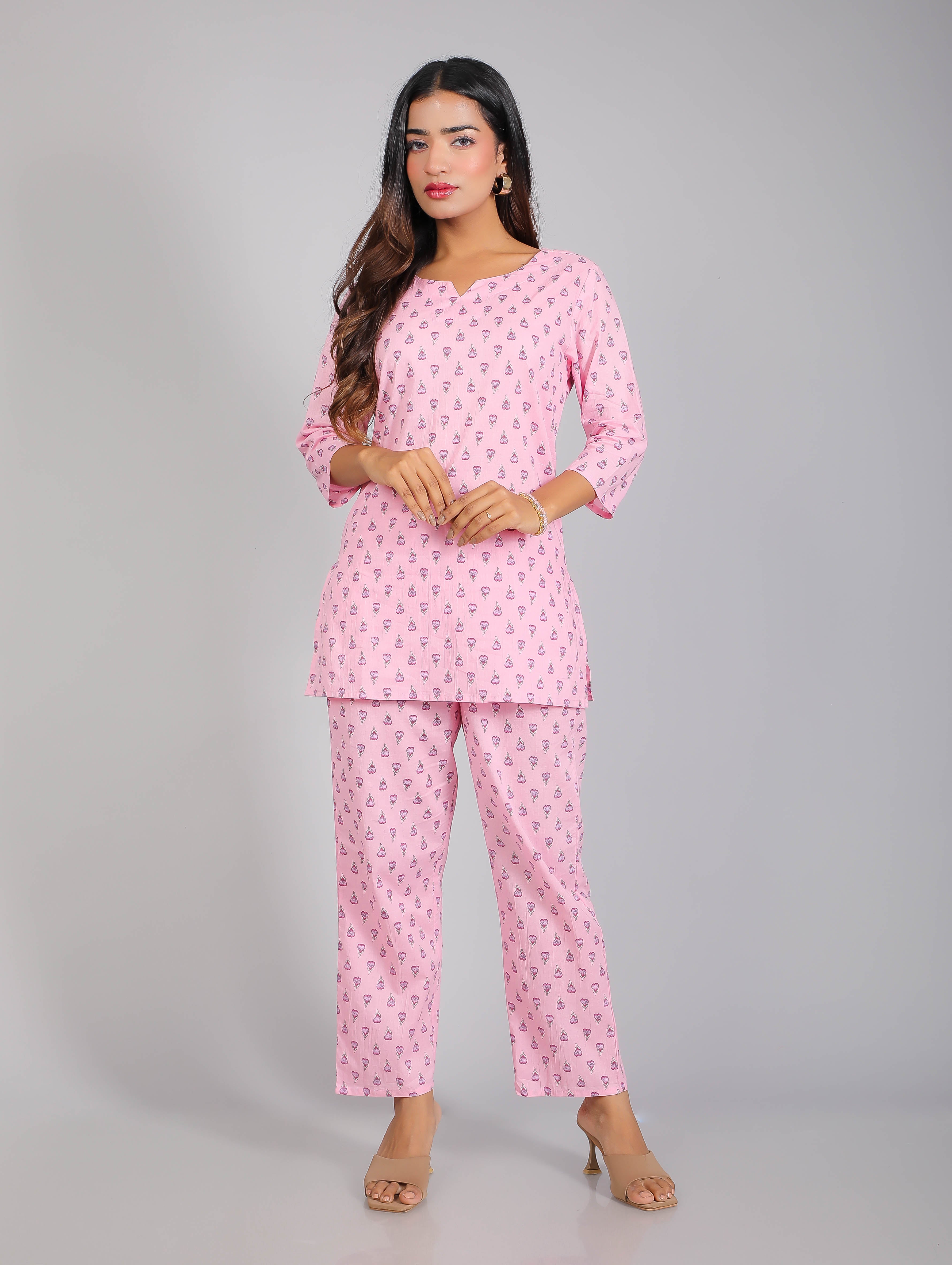 Pink on Pink Cotton Lounge Set for Women