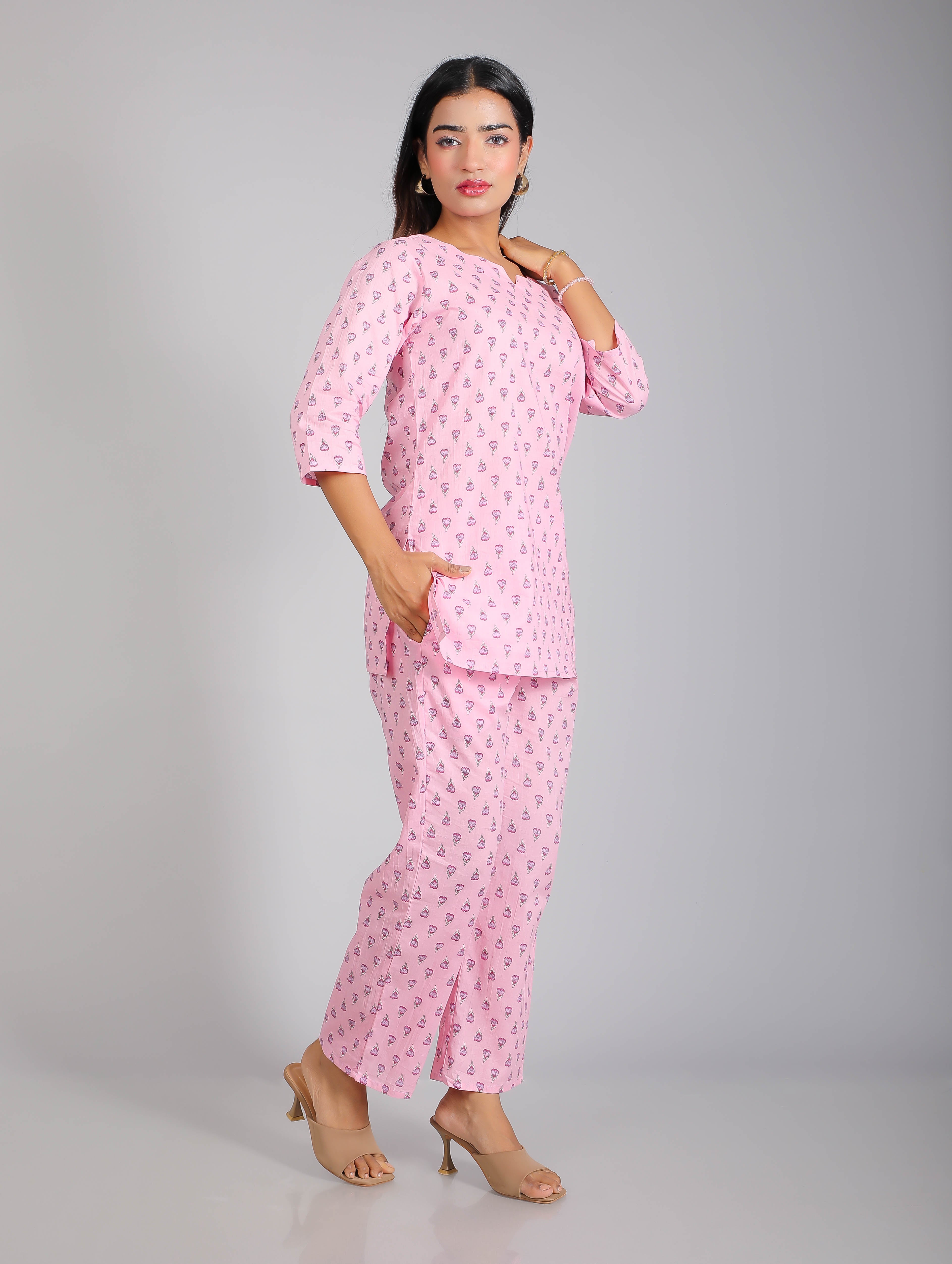 Pink on Pink Cotton Lounge Set for Women
