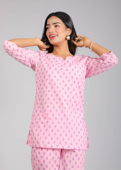 Pink on Pink Cotton Lounge Set for Women