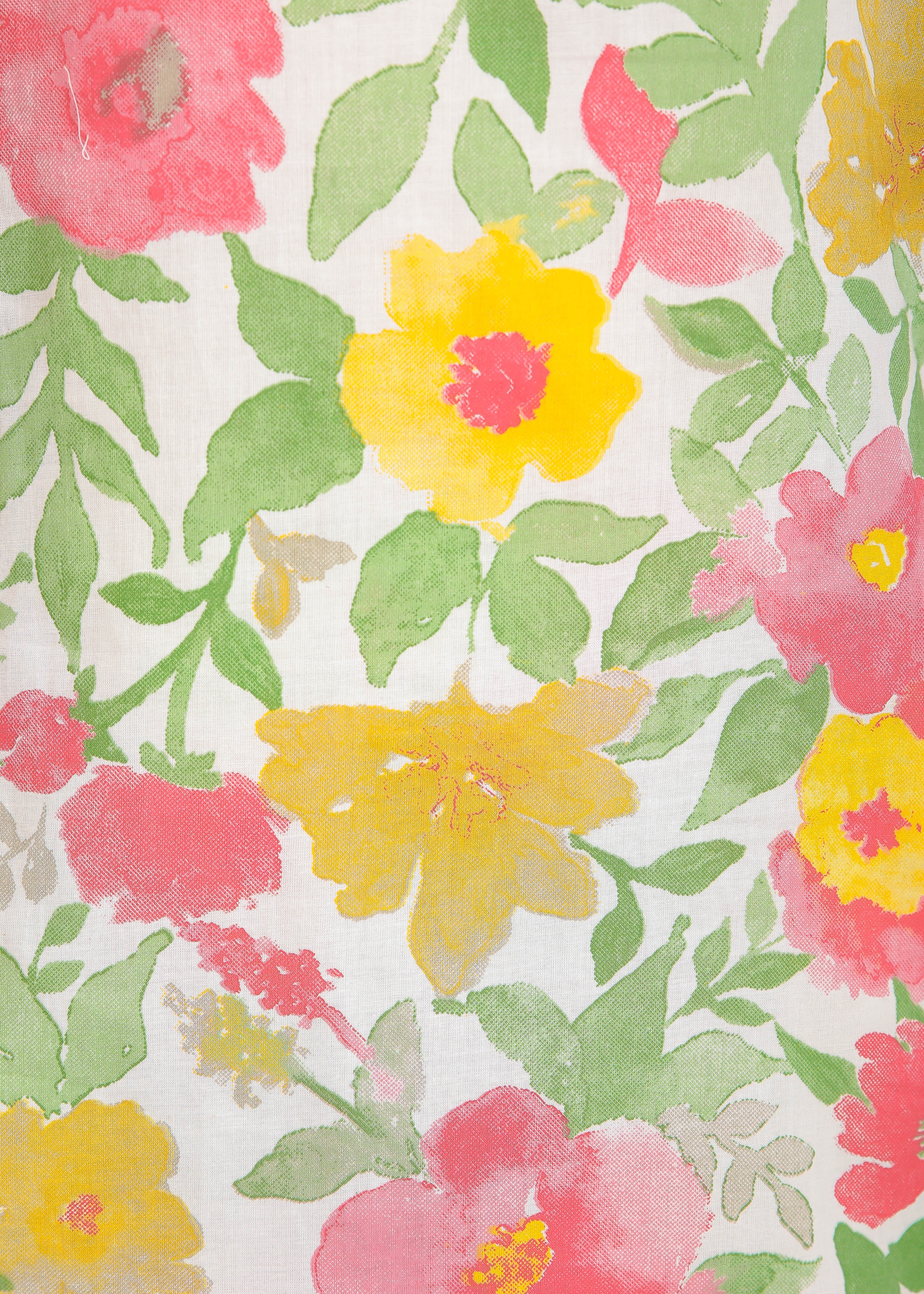 Tropical Floral Motifs on White Cotton Lounge Set for Women