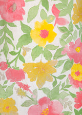 Tropical Floral Motifs on White Cotton Lounge Set for Women