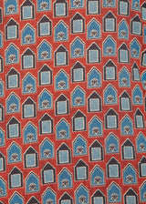 Blue Motifs on Red Cotton Lounge Set for Women