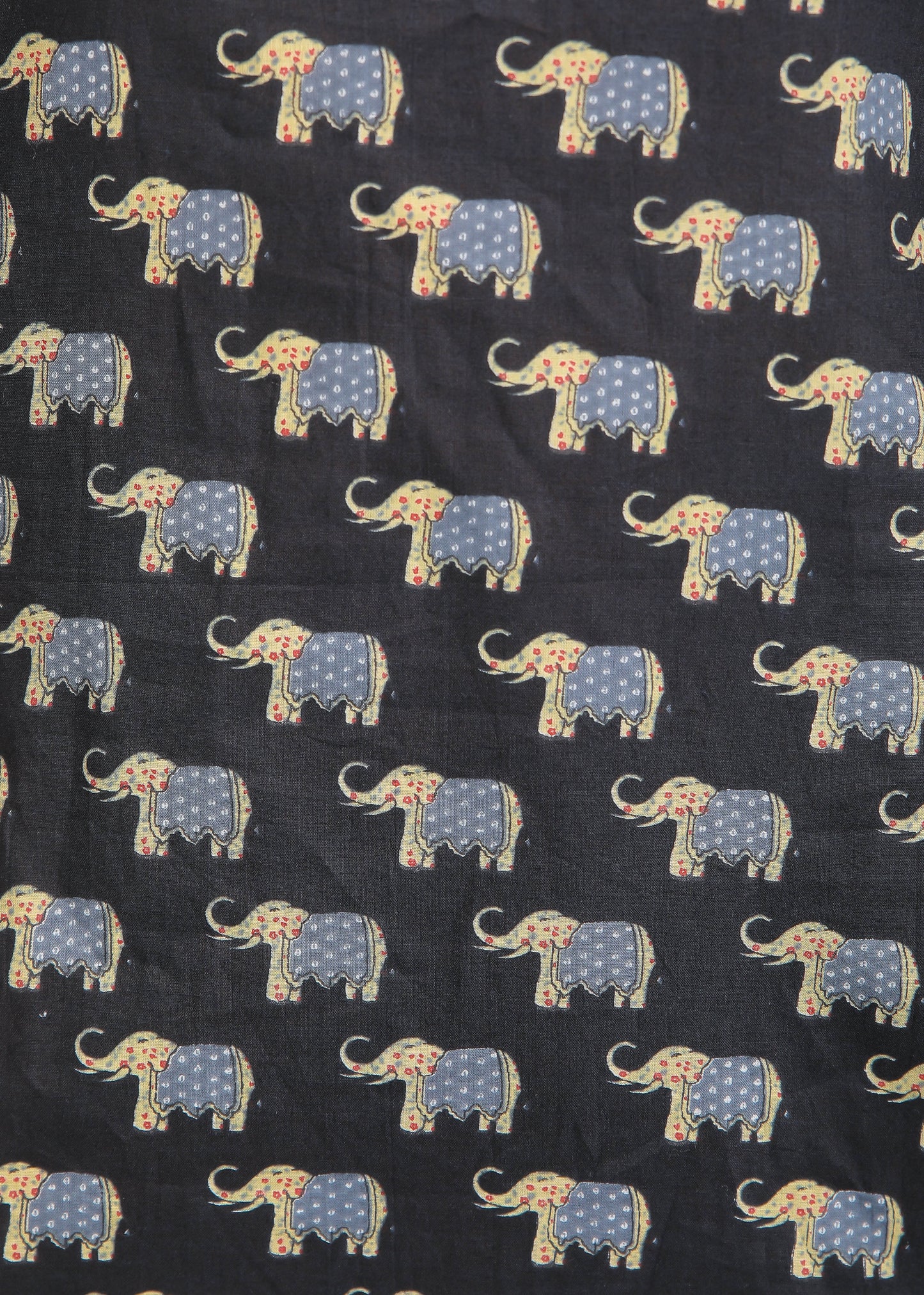 Elephant motifs on Black Cotton Lounge Set for Women
