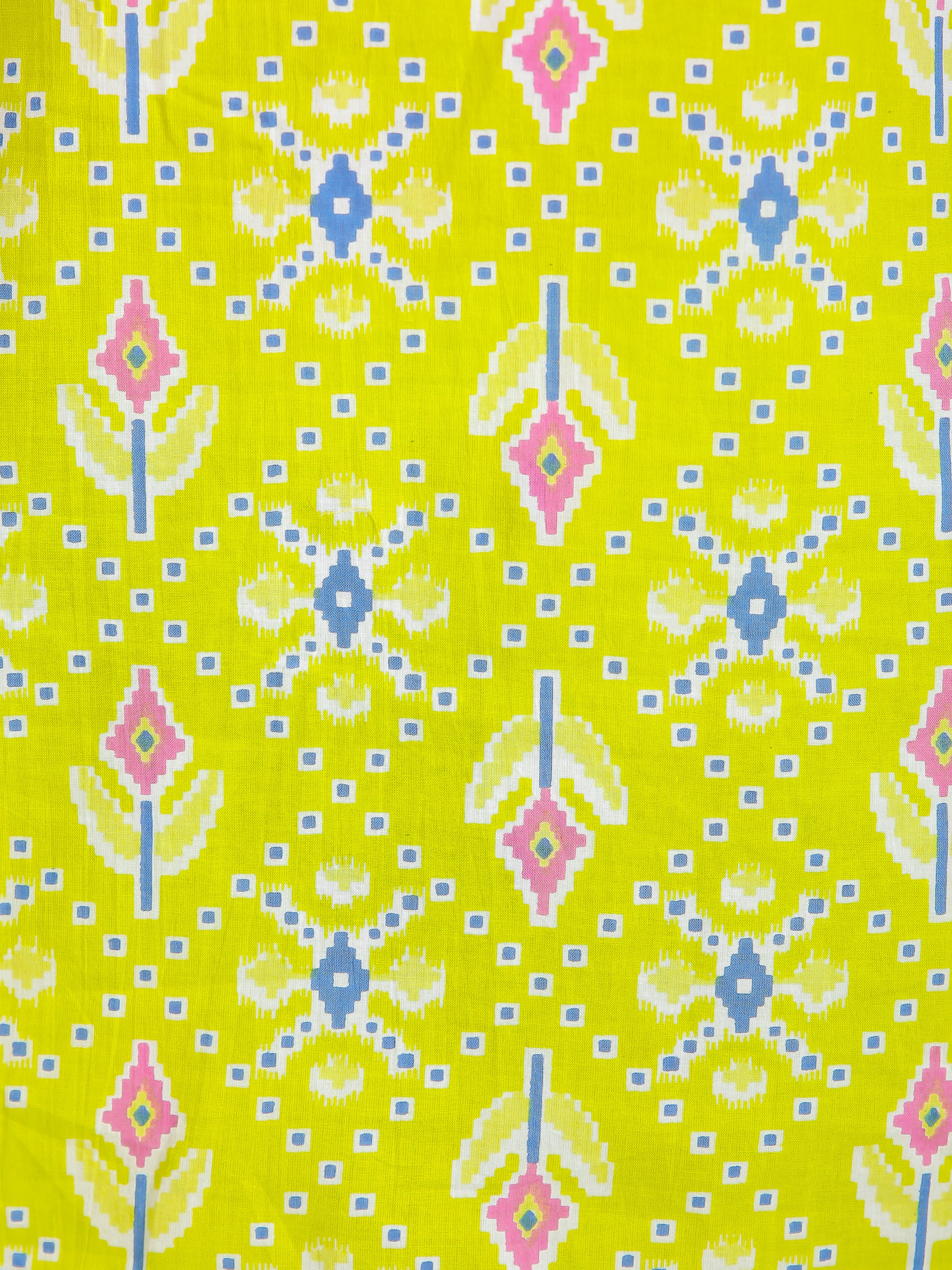 Purple Motifs on Green Cotton Lounge Set for Women