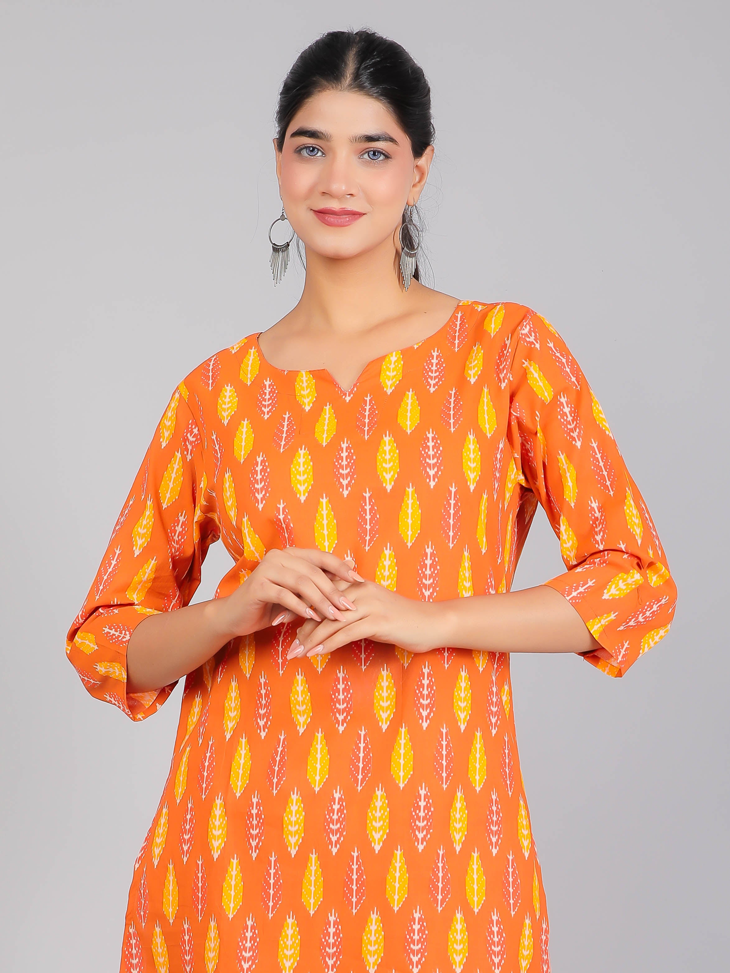 Rust Orange & Yellow Cotton Lounge Set for Women