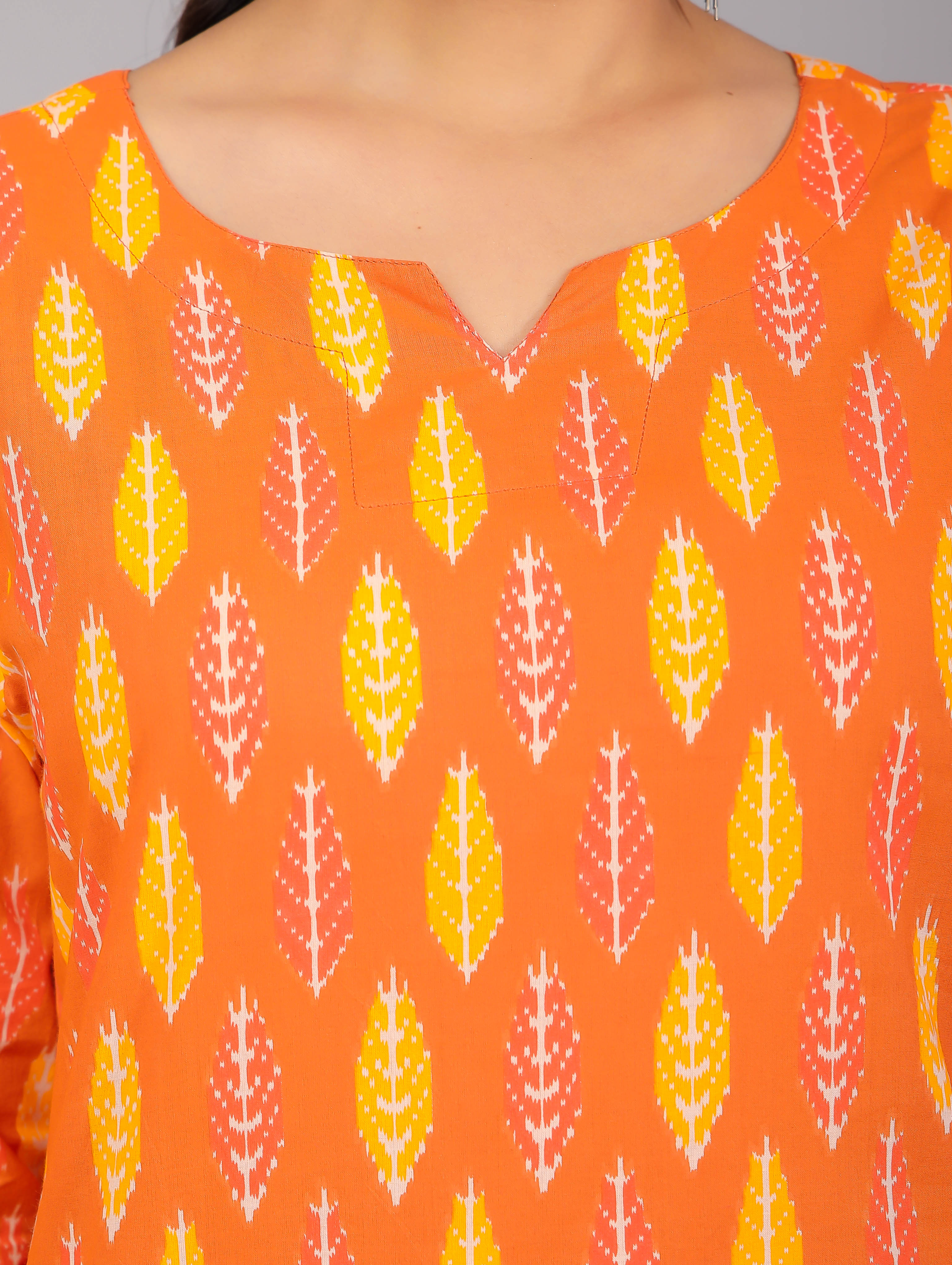 Rust Orange & Yellow Cotton Lounge Set for Women