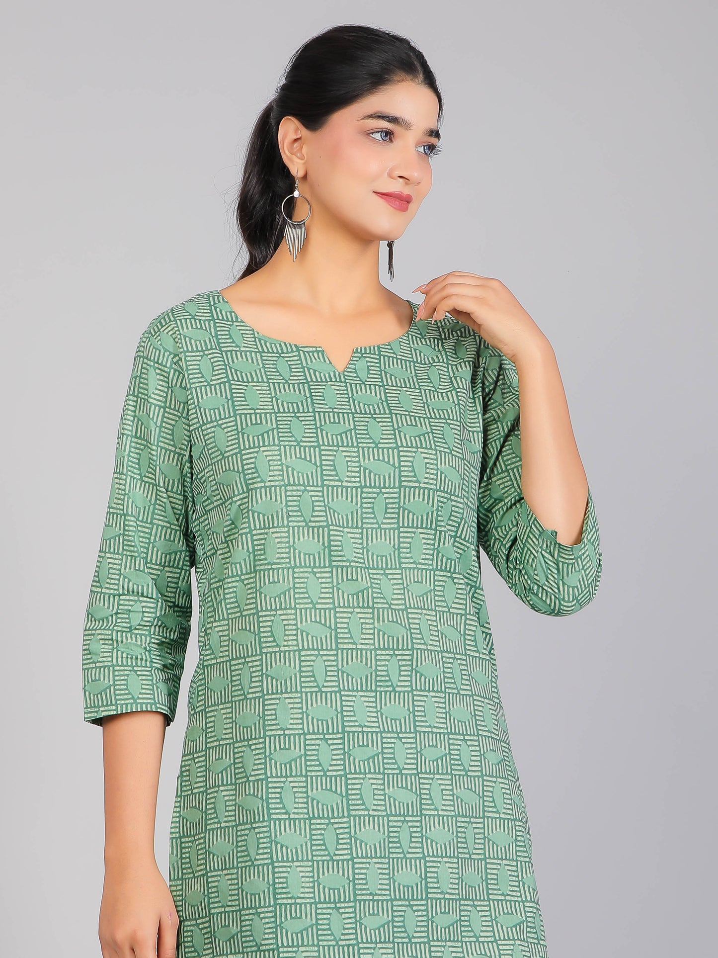Abstract Print Green Cotton Lounge Set for Women