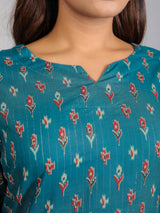Green & Maroon Cotton Lounge Set for Women