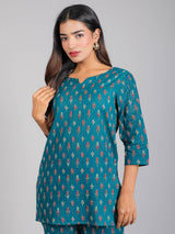 Green & Maroon Cotton Lounge Set for Women
