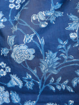 Blue Floral Motifs on Blue Cotton Kaftan Top Pant Set