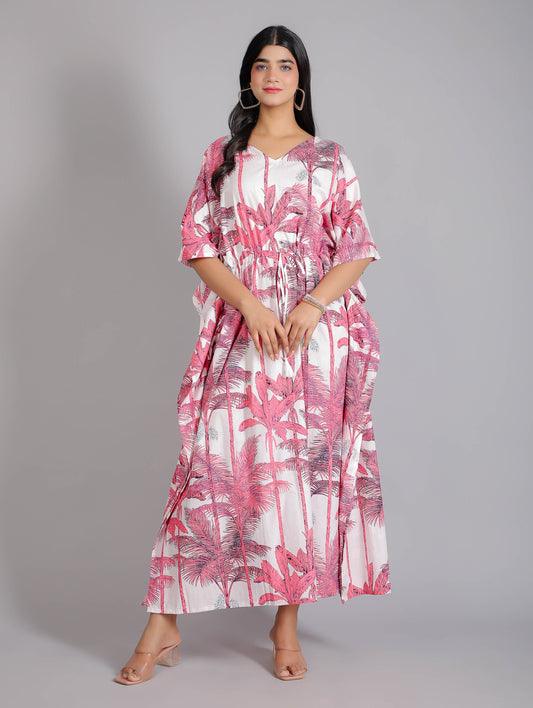 Casual Wear White Light Pink Cotton kaftan, Size: Large at Rs 555/piece in  Jaipur