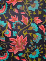 Black & Red Floral Print Cotton Kaftan Maxi Dress