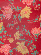 Floral Motifs on Maroon Cotton Kaftan Maxi Dress