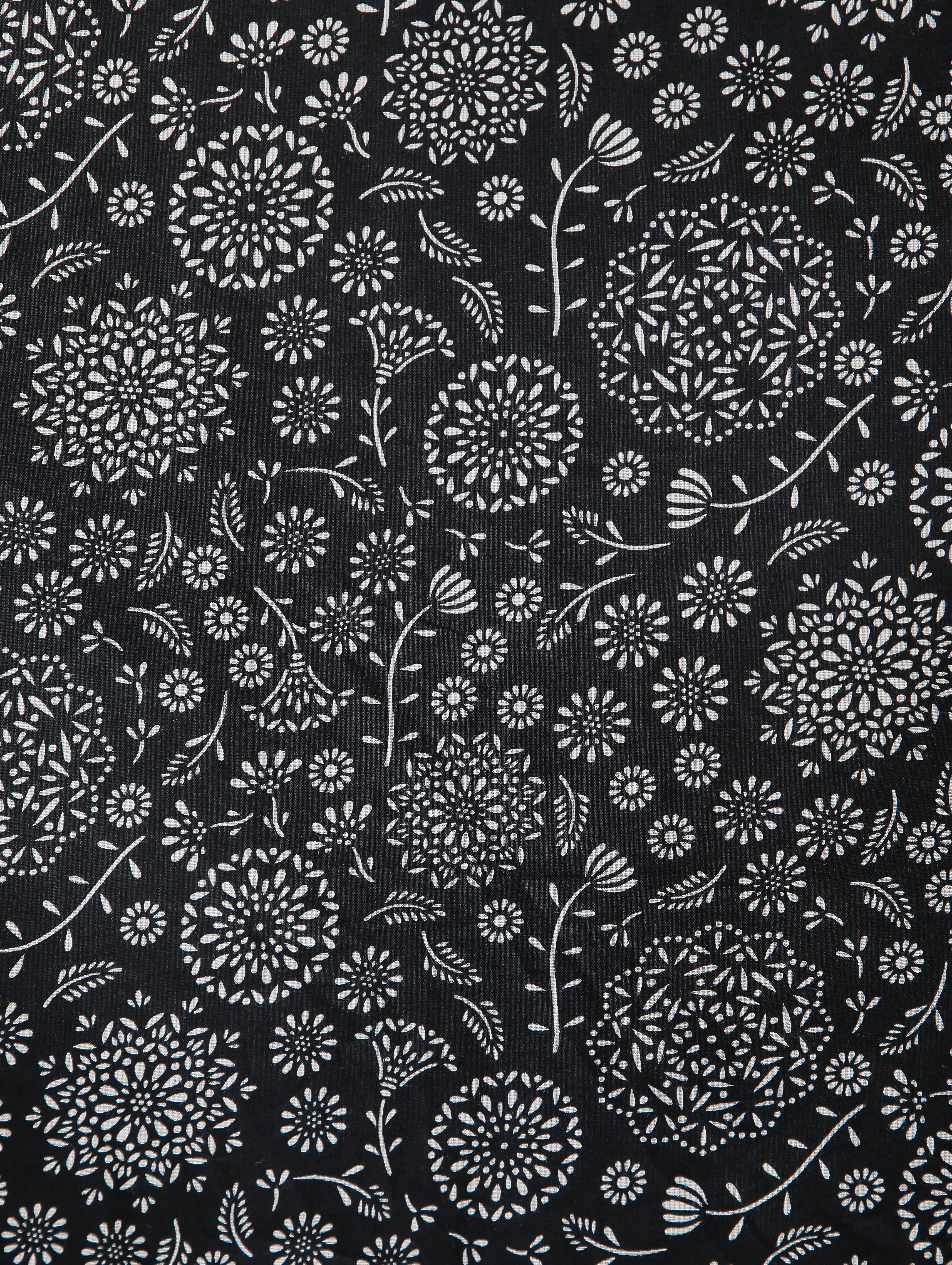 White & Black Abstract Print Cotton Kaftan Maxi Dress