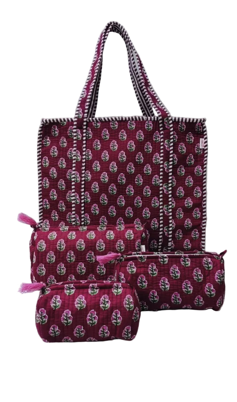 Cotton Tote Bag with Zip & Pouch Combo