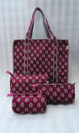 Cotton Tote Bag with Zip & Pouch Combo