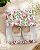 Handblock Printed Cotton Multi-Purpose Storage Pouch with Clear Window- Shoe & Clothing Organizer Bag- Set of 3/6